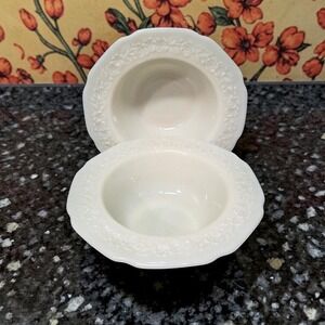 Indiana Glass Orange Blossom Dessert Bowls, Set of 2 Vintage Off White Tableware